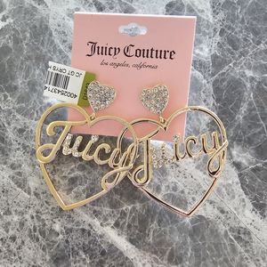 Juicy Couture Heart Rhinestones And Heart Hoop Earrings Rhinestones